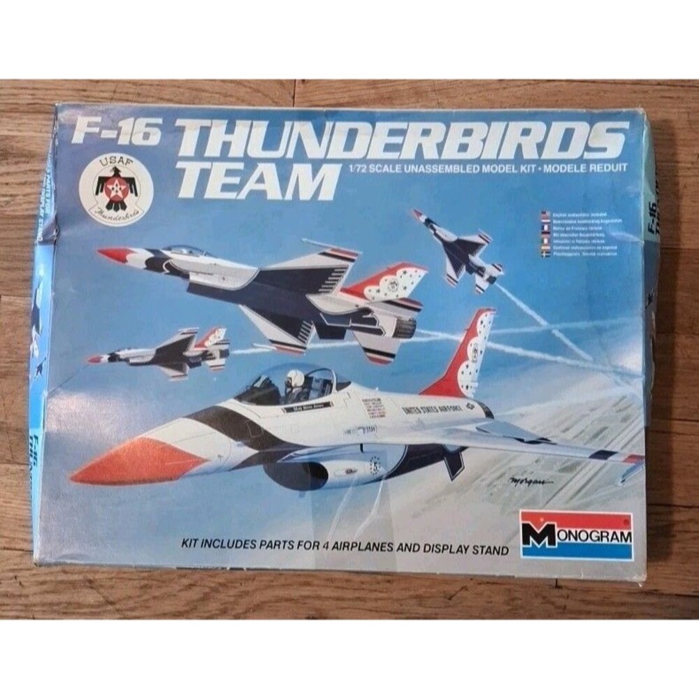 Monogram 5504 1:72 F-16 Thunderbirds Team Model Kit 4 PLANES & DISPLAY Vintage
